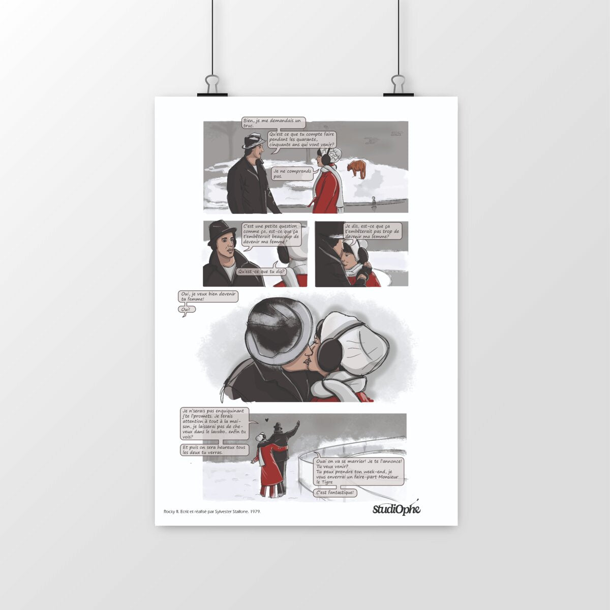 Poster vertical Rocky 2 - Demande en mariage illustrée